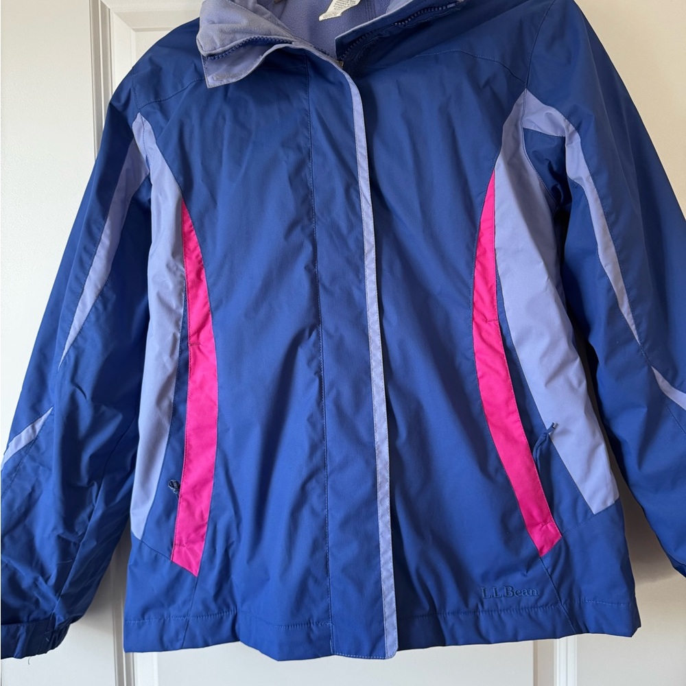 L.L. Bean Kids Blue and Pink Winter Hooded Jacket